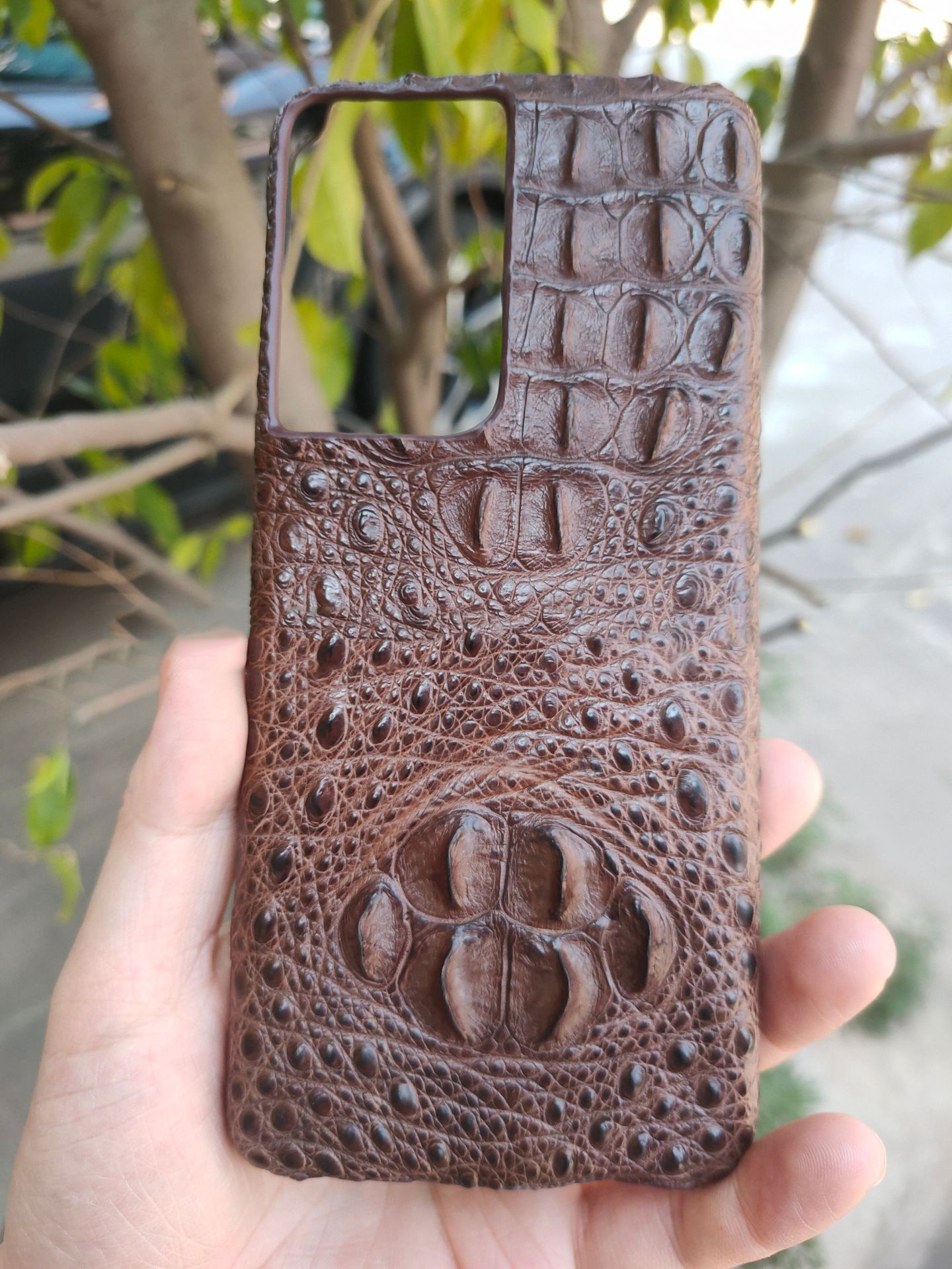 Crocodile-Grain Leather iPhone Case