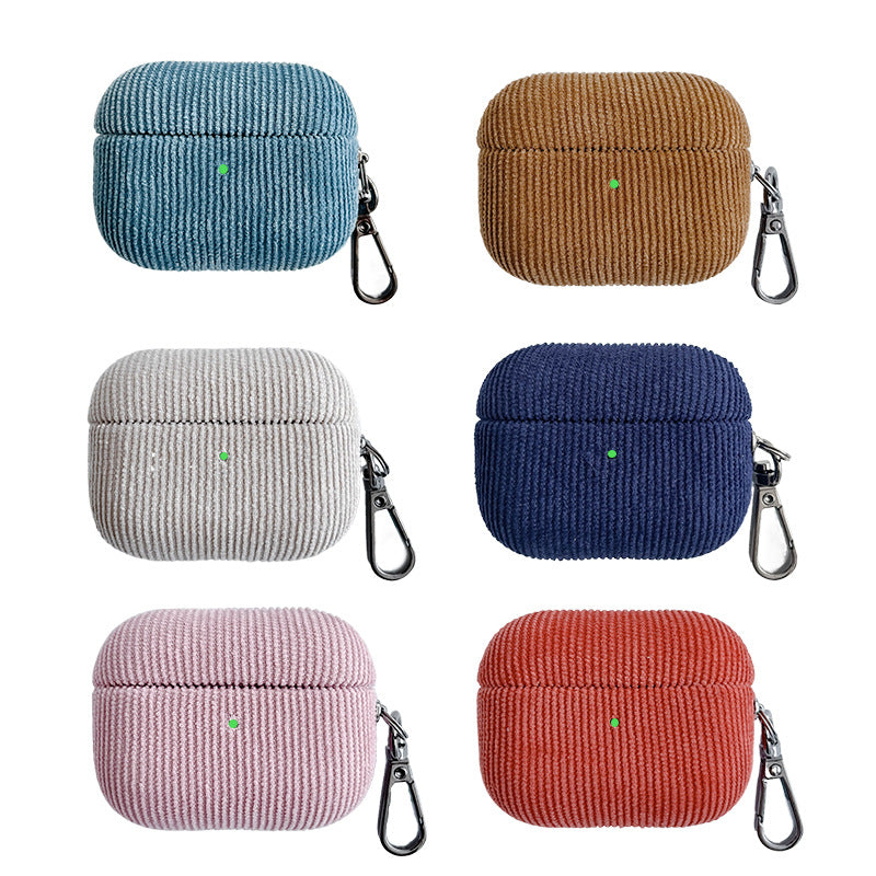 Corduroy Apple Wireless Earphone Case Suitable for Airpods Pro2 Pure Ribbon Buckle Earphone Protective Cover