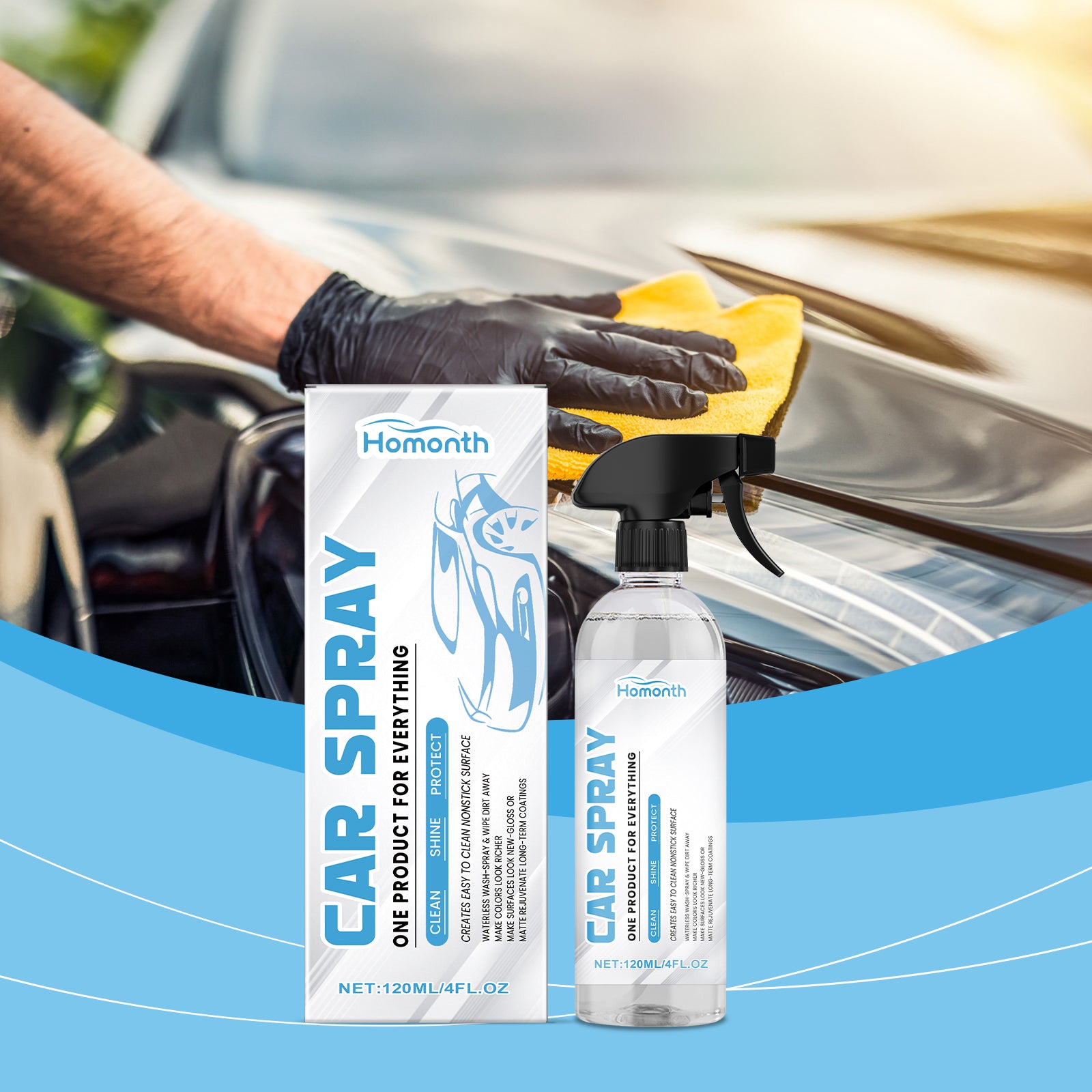 Homonth Automotive Multi-Functional Coating Spray, Car Paint Retrofitting Anti-Stain Gloss Brightening Coating Coating Protective Agent