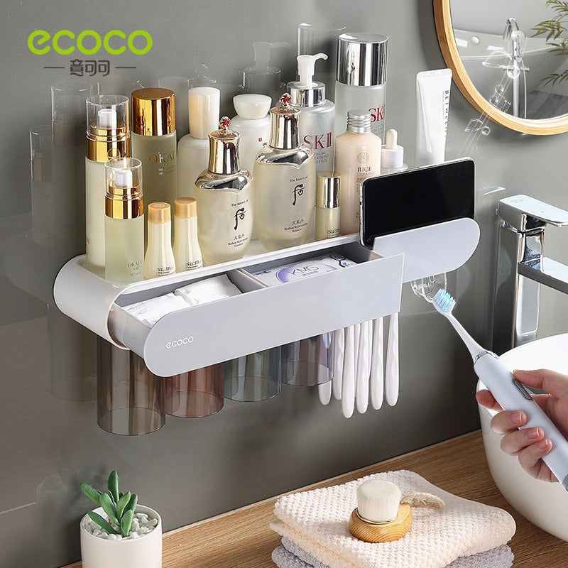 Wall-Mounted Toothbrush & Cup Organizer