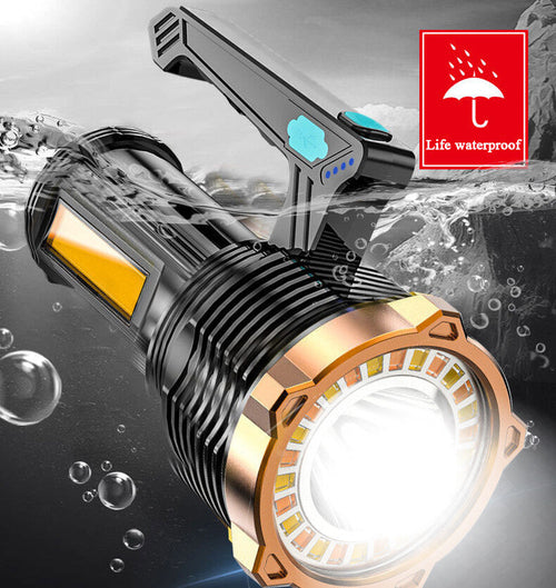 LED Torch USB Rechargeable COB Flashlight Spotlight Camping Light Most