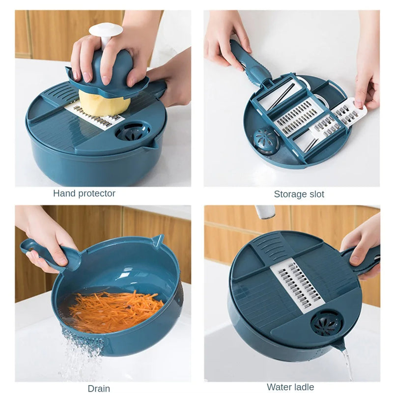 Multi-Blade Vegetable Slicer & Grater with Container