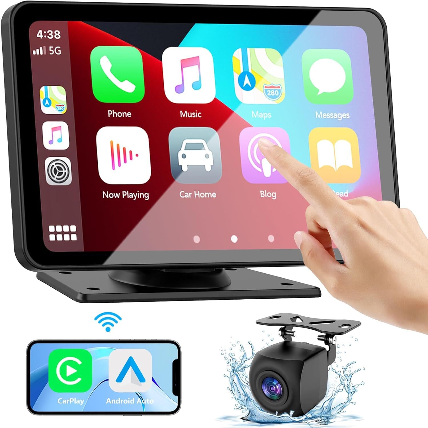 7" Portable Wireless CarPlay Screen