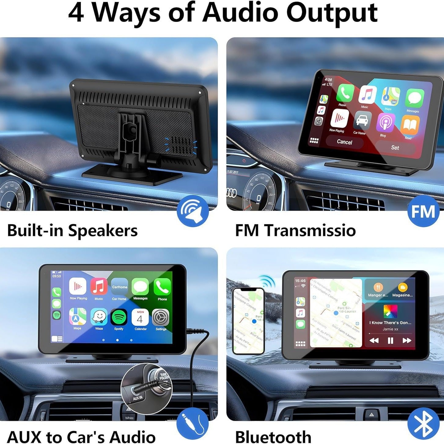 7" Portable Wireless CarPlay Screen