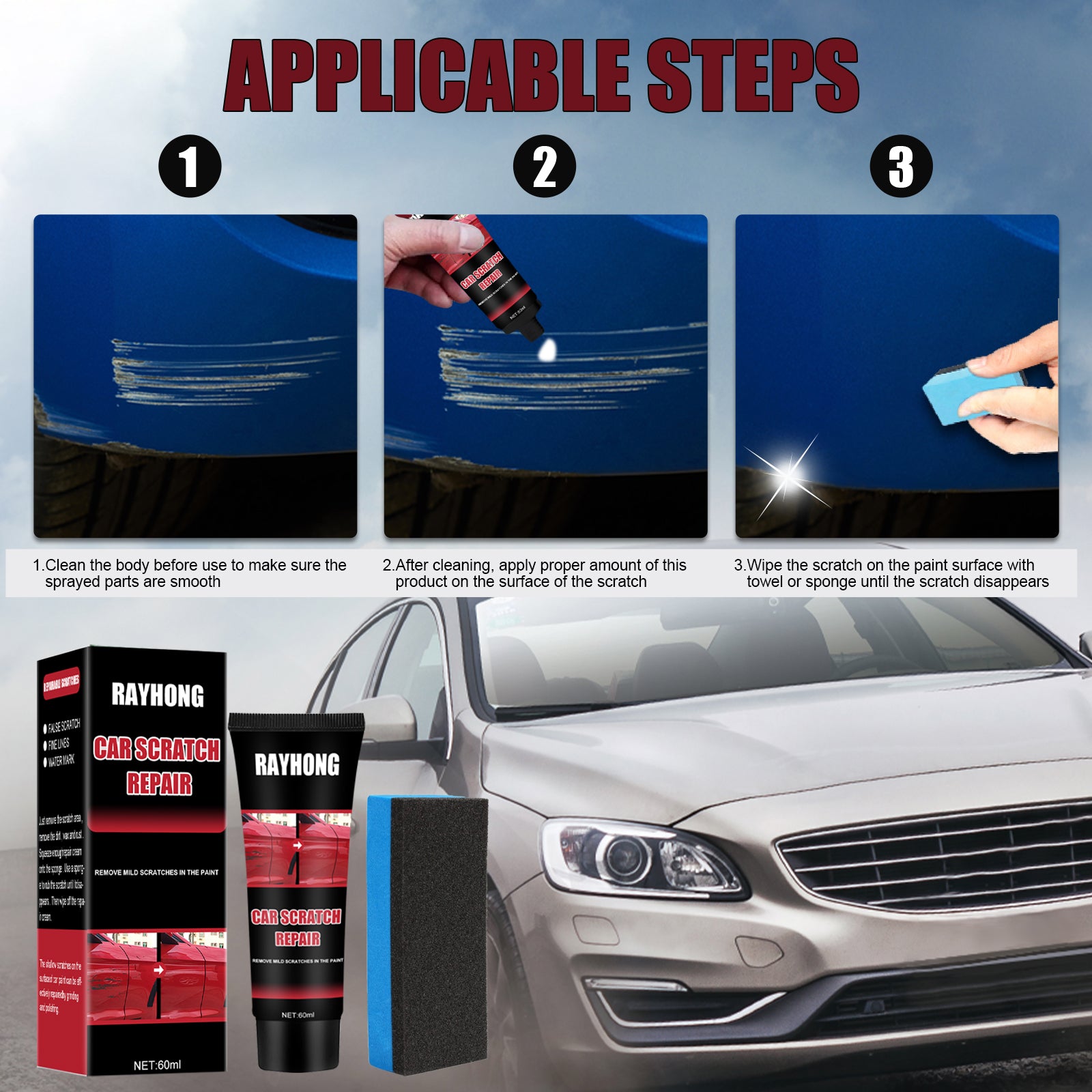 Rayhong Car Scratch Repair, Beauty Maintenance Polishing Paint Repair Car Paint Scratch Wax
