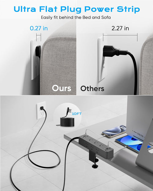 Desk Clamp Power Strip With 17-in-1 Hub And 40W Fast Charge