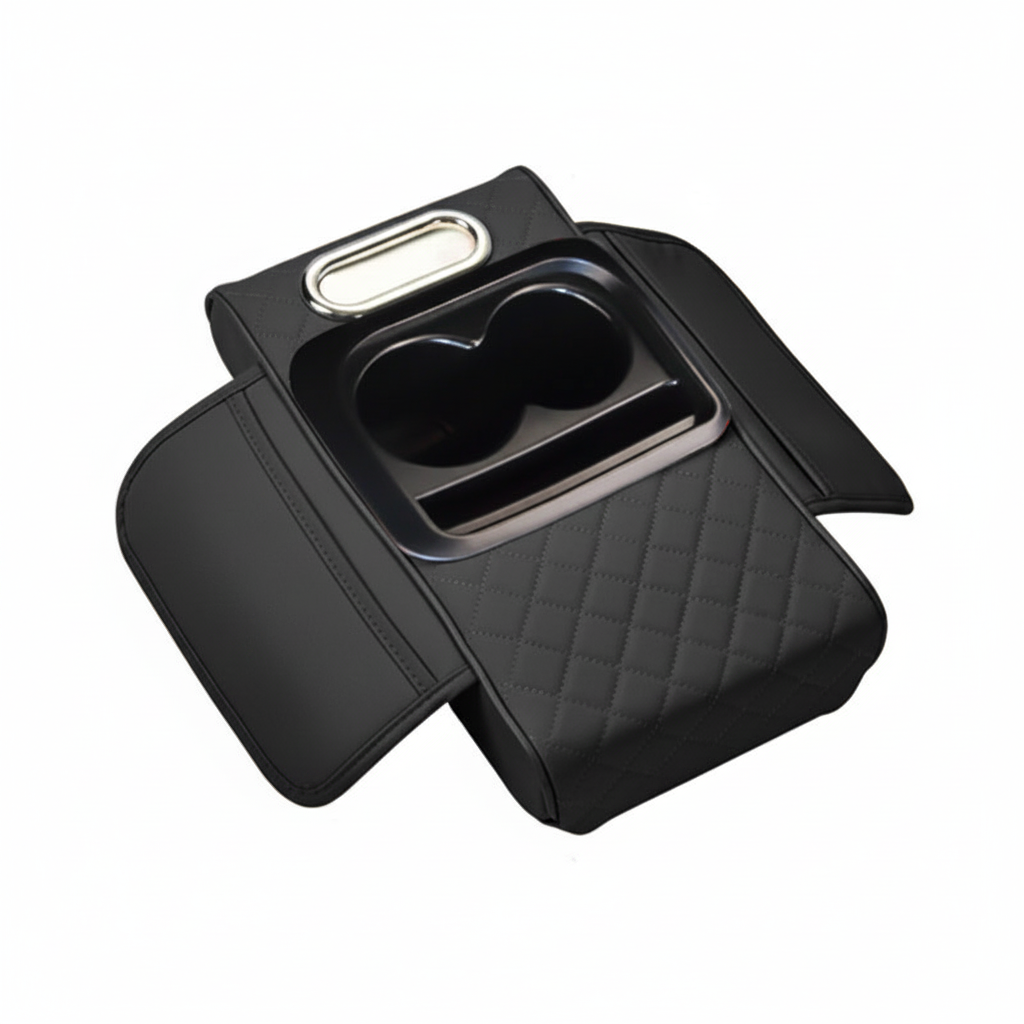 Car Armrest Pad with Cup Holder & Tissue Box