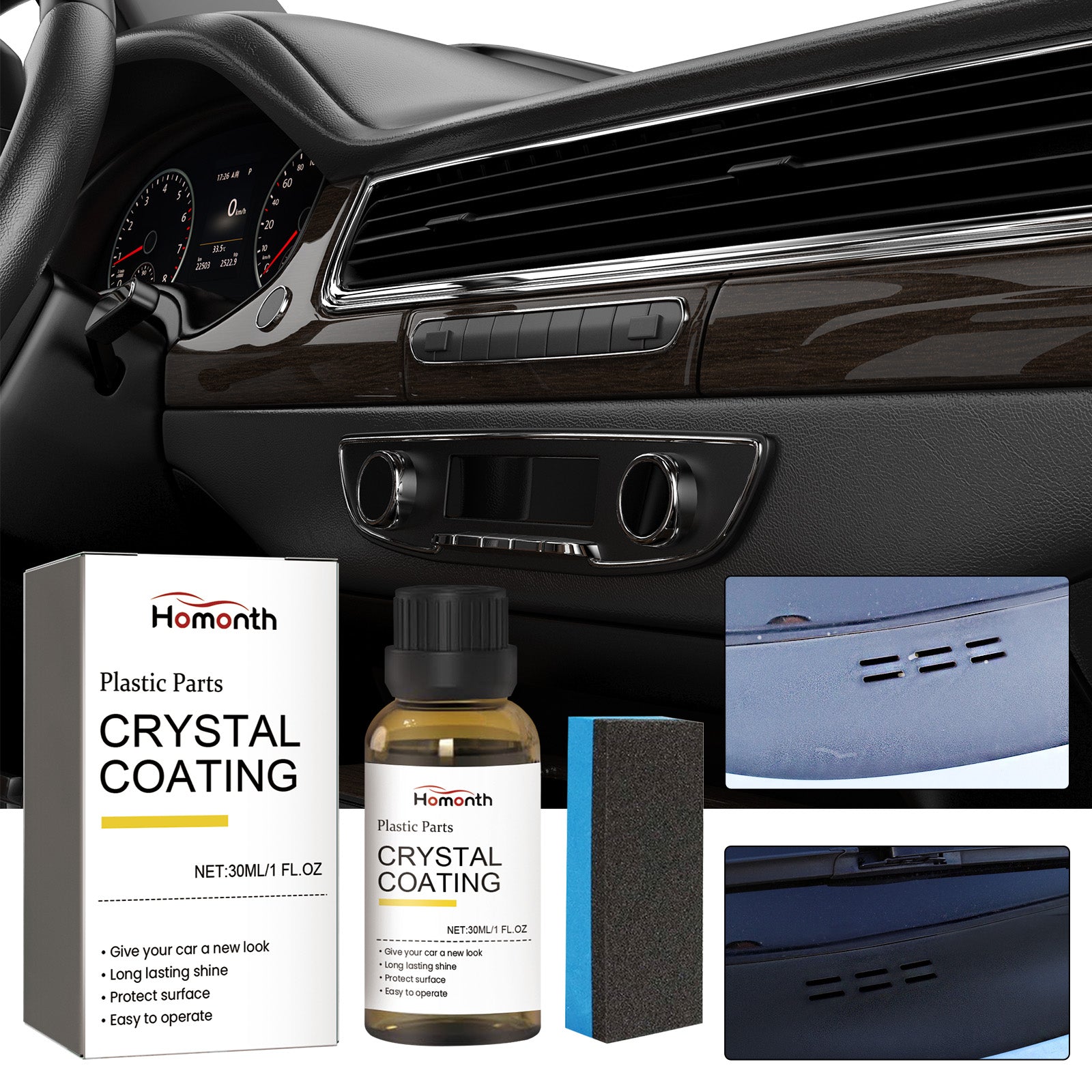 Homonth Plastic Parts Crystal Coating, Automotive Interior Instrument Panel Wax Plastic Cleaning And Reconditioning Coating Agent