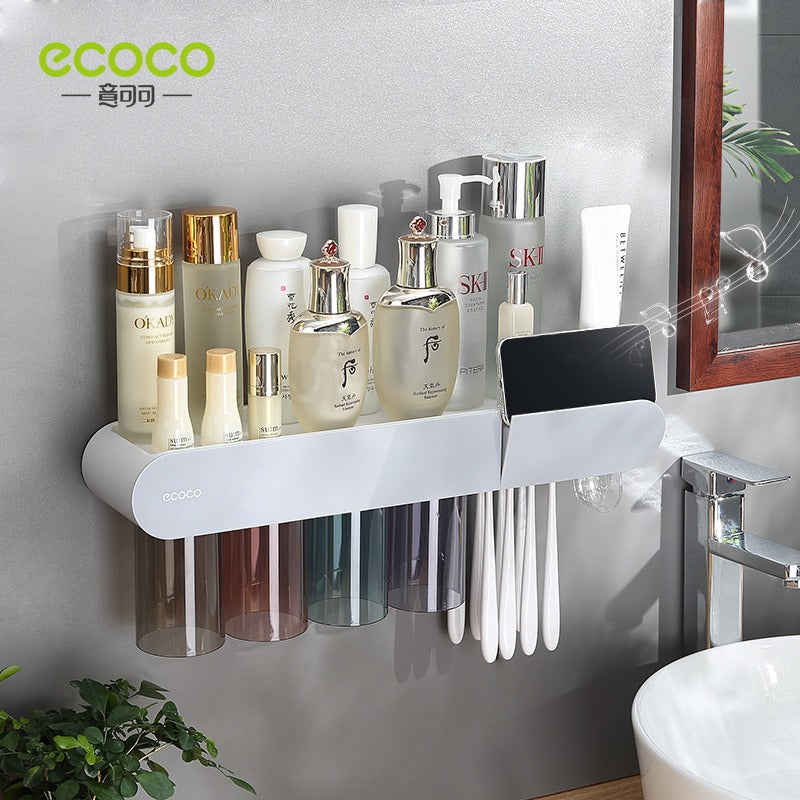Wall-Mounted Toothbrush & Cup Organizer