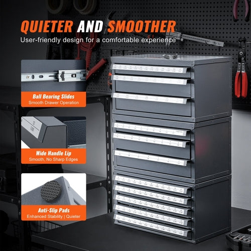 Drill Bit Dispenser Cabinet, Three-Drawer Drill Bit Organizer Cabinet