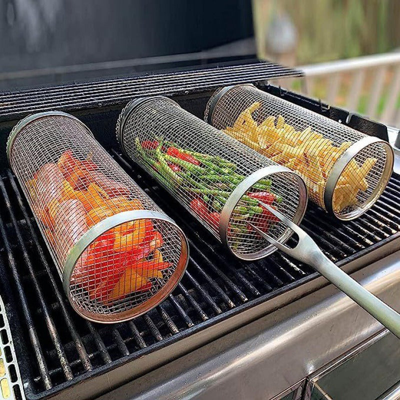 Rolling BBQ Grilling Basket