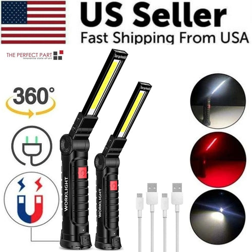 Rechargeable LED COB Work Light Mechanic Flashlight Lamp Magnetic Base