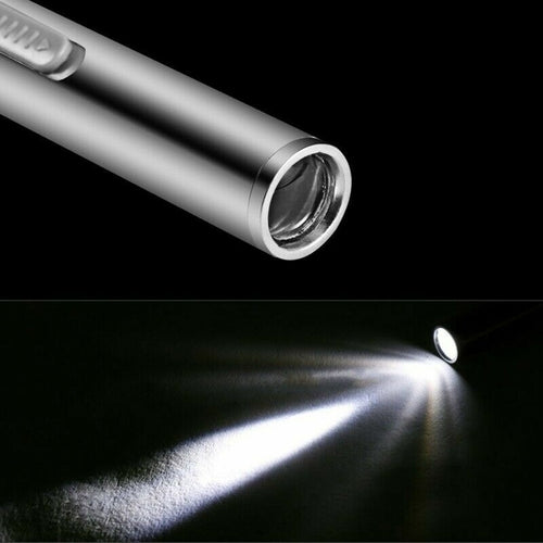 5" LED USB Rechargeable Mini Tactical Flashlight Stainless Steel Torch