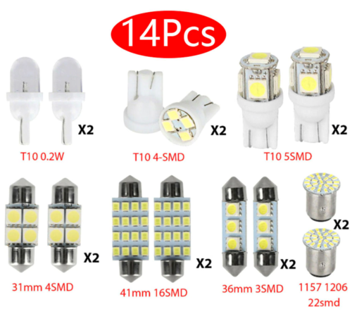 14-Piece T10 LED Interior Car Light Kit