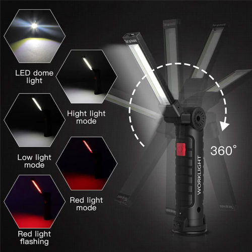 Rechargeable LED COB Work Light Mechanic Flashlight Lamp Magnetic Base
