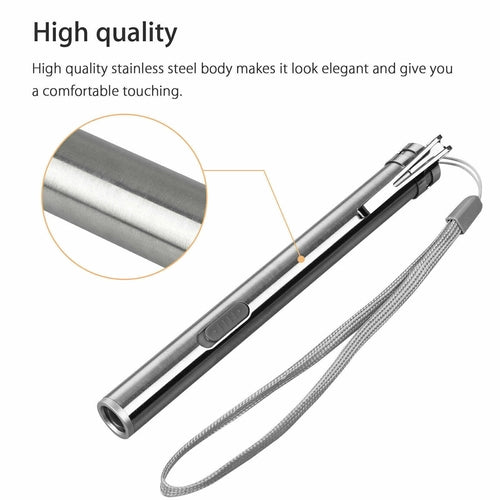 5" LED USB Rechargeable Mini Tactical Flashlight Stainless Steel Torch
