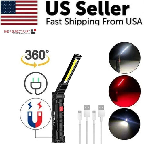 Rechargeable LED COB Work Light Mechanic Flashlight Lamp Magnetic Base