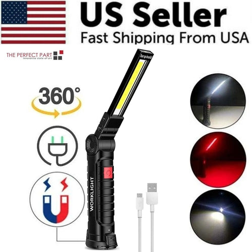 Rechargeable LED COB Work Light Mechanic Flashlight Lamp Magnetic Base