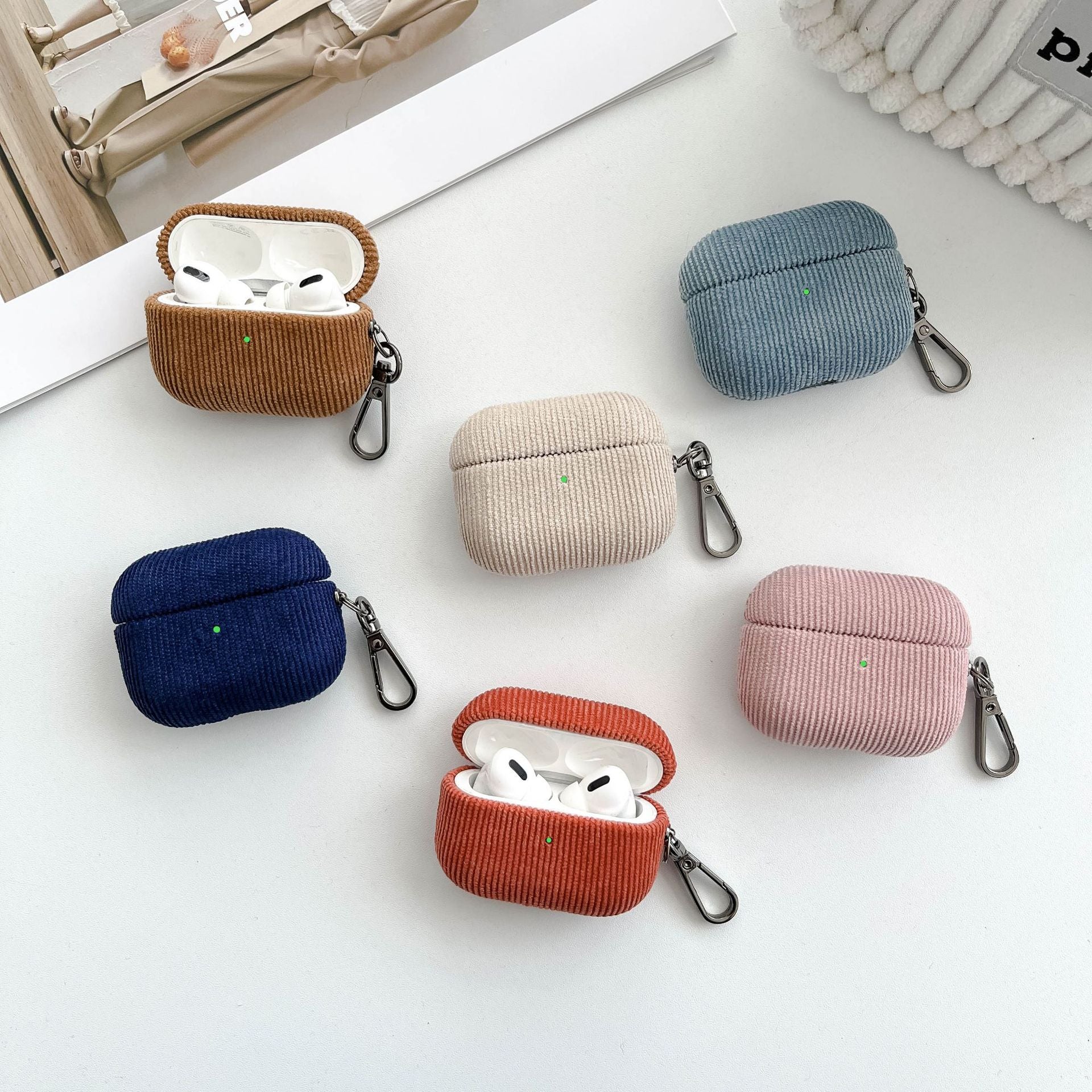 Corduroy Apple Wireless Earphone Case Suitable for Airpods Pro2 Pure Ribbon Buckle Earphone Protective Cover