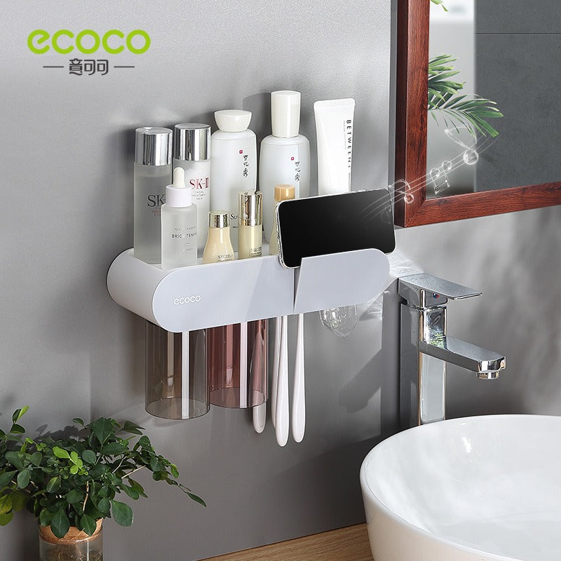 Wall-Mounted Toothbrush & Cup Organizer