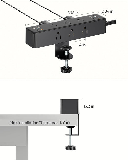 Desk Clamp Power Strip With 17-in-1 Hub And 40W Fast Charge
