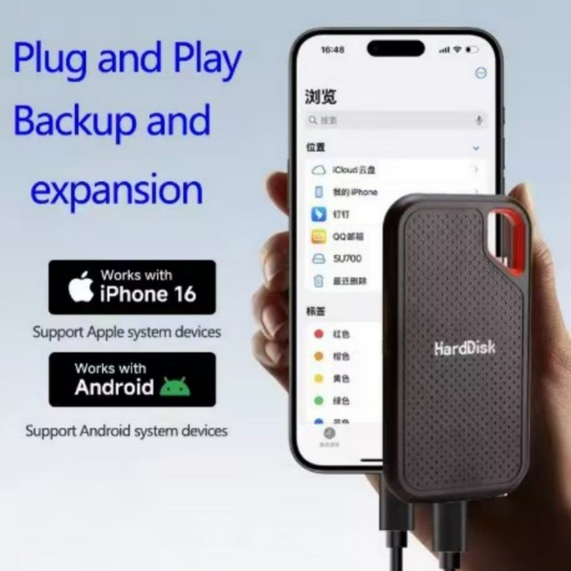 High-speed Portable SSD 2TB 4TB 16TB Type-C/USB Dual Interface for Mobile Phone and Computer