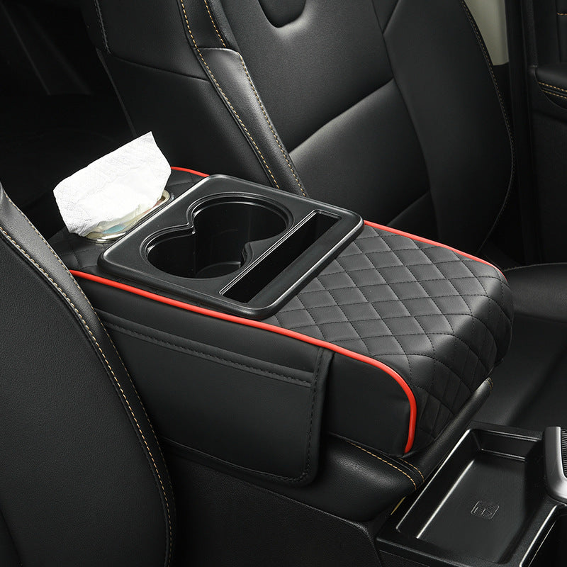 Car Armrest Pad with Cup Holder & Tissue Box