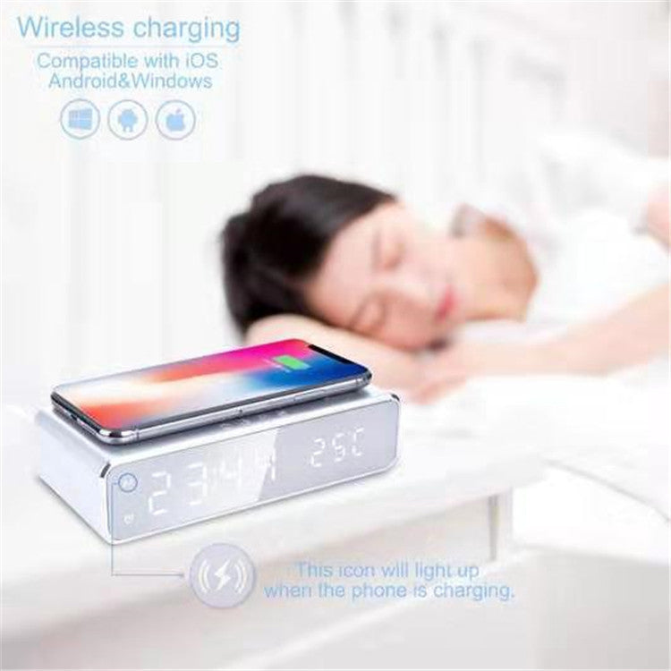 LED Alarm Clock with Wireless Charging