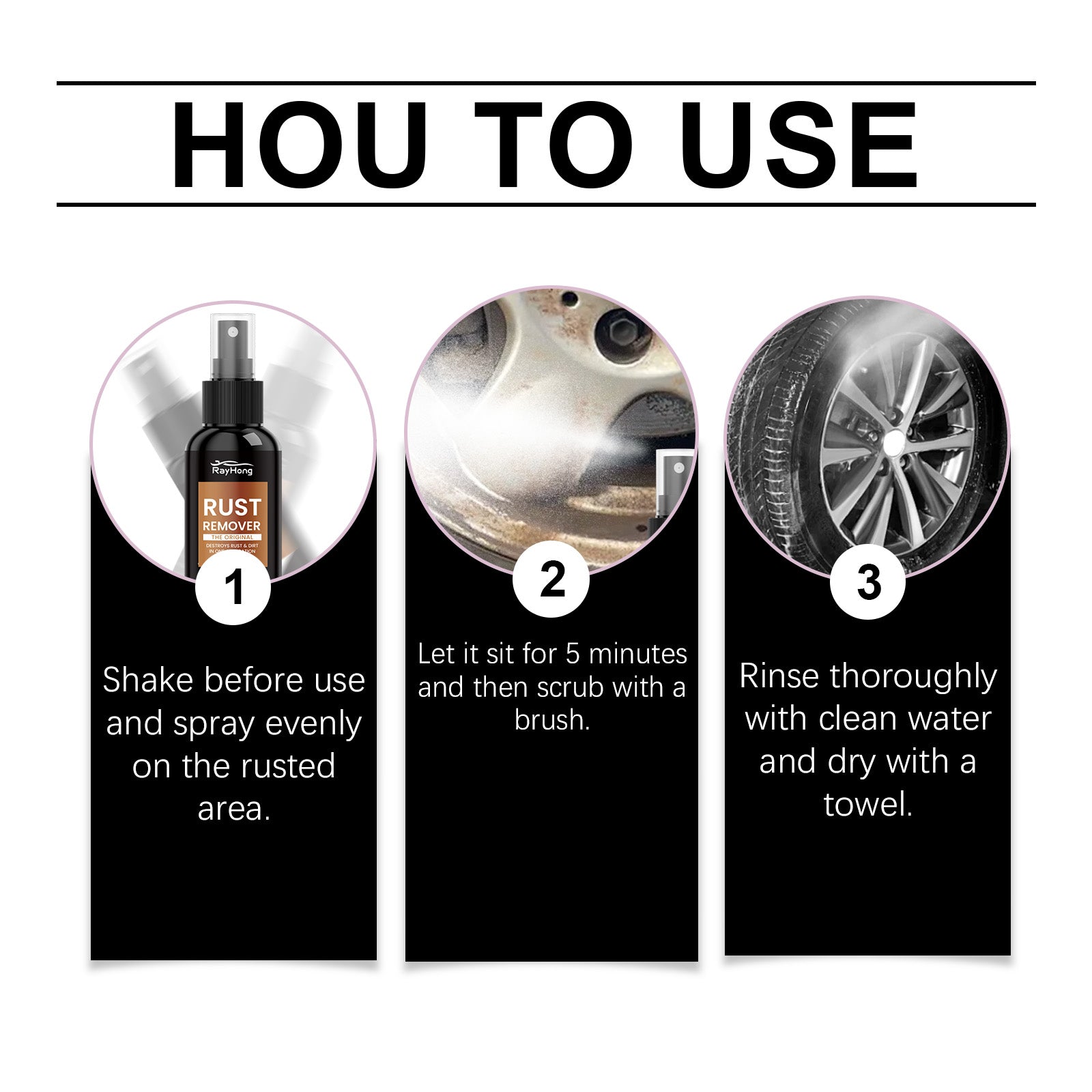 Rayhong Car Rust Remover Rust Remover, Gloss Mild Clean Stain Remover Car Rust Remover