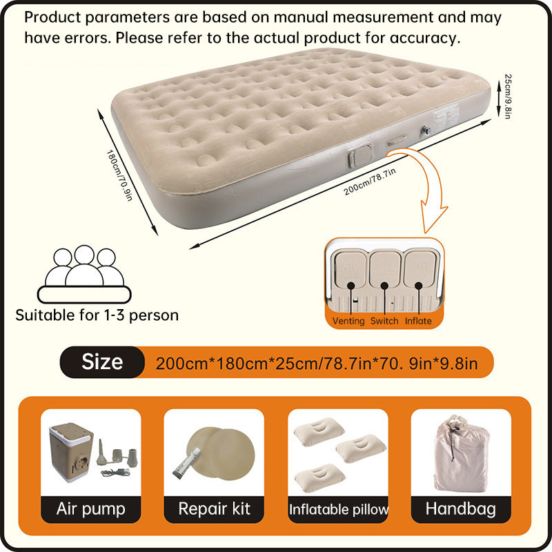 Self-Inflating Camping Air Mattress with Built-In Pump