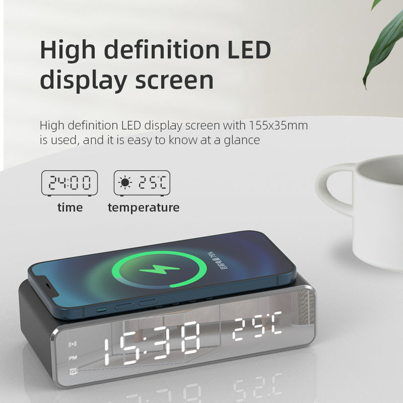 LED Alarm Clock with Wireless Charging