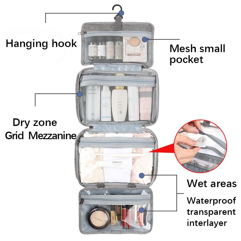 Four-Fold Hanging Toiletry Bag – Wet & Dry