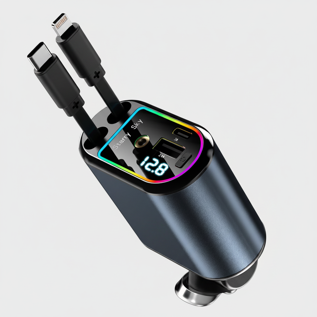 120W Retractable 4-in-1 Car Charger