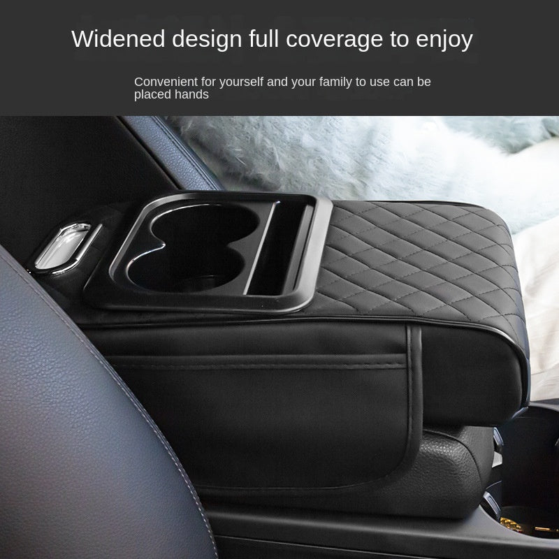 Car Armrest Pad with Cup Holder & Tissue Box