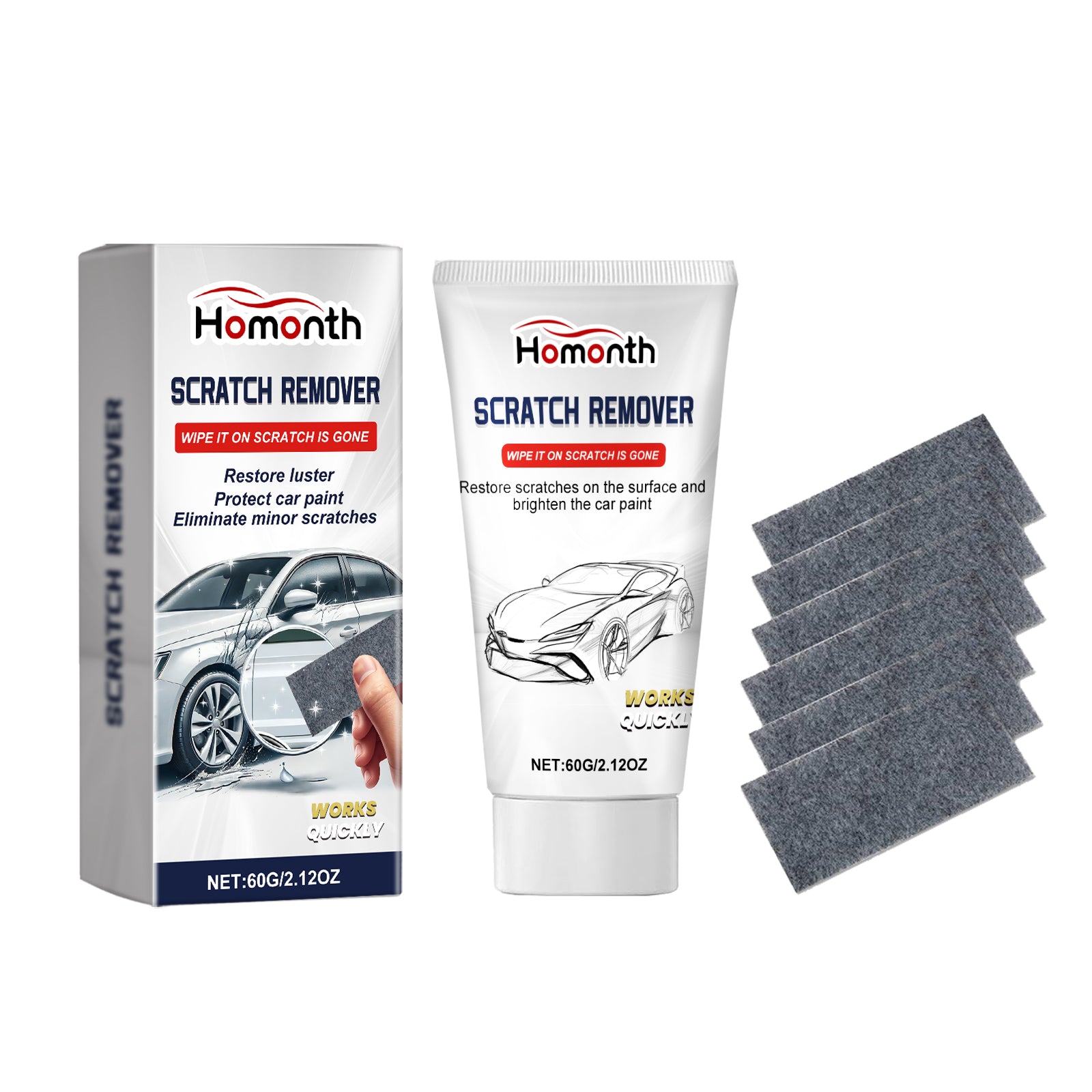 Homonth Nano Flash Cloth Car Scratch Removal Set Repair Car Paint Scratch Polishing Agent