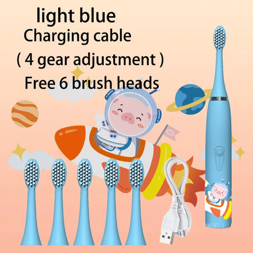 Kids Sonic Electric Toothbrush - Cartoon Design