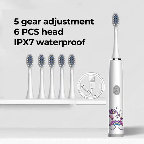 Kids Sonic Electric Toothbrush - Cartoon Design