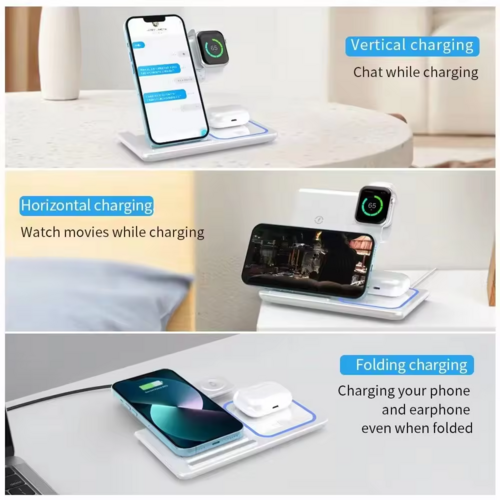 Foldable 3-in-1 Wireless Charging Station – 15W
