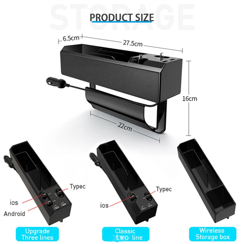 Car Seat Gap Organizer with Charging Cables