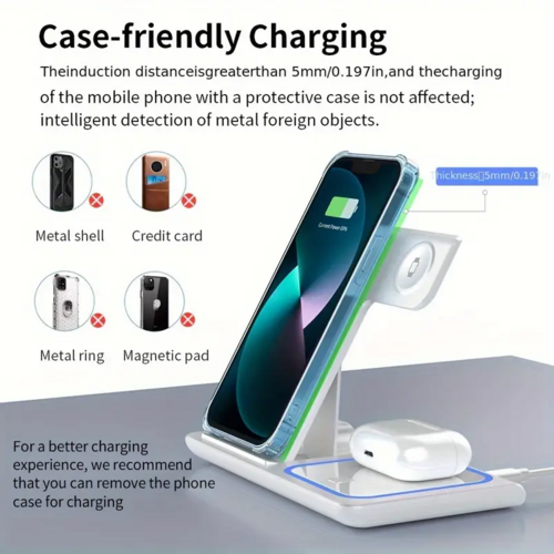 Foldable 3-in-1 Wireless Charging Station – 15W