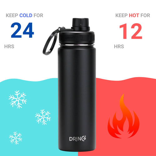 DRINCO 22oz Stainless Steel Sport Water Bottle - Black