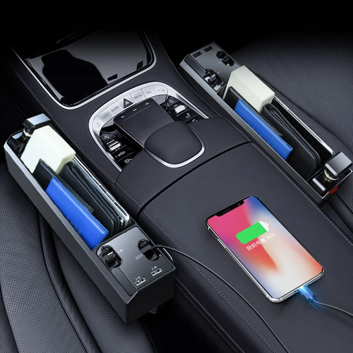 Car Seat Gap Organizer with Charging Cables
