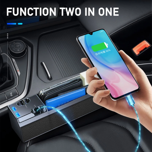 Car Seat Gap Organizer with Charging Cables