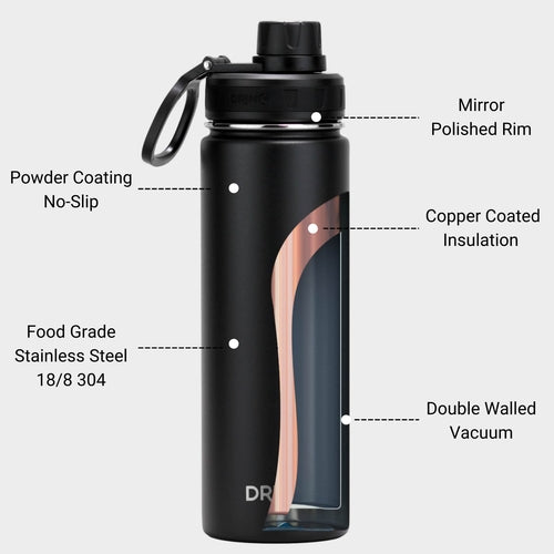 DRINCO 22oz Stainless Steel Sport Water Bottle - Black