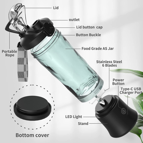 600ml Portable Blender Bottle - Rechargeable