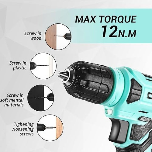 Drill Set: Tool Set with 8V Red Cordless Drill, Home Tool Kit with