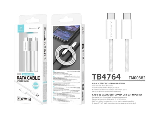 60W USB-C to USB-C Braided Fast-Charging Cable – 1m