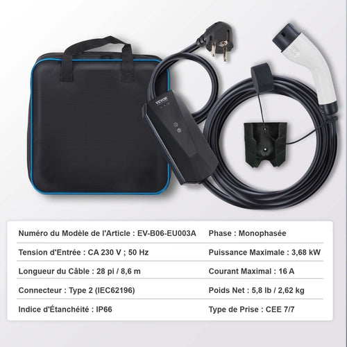 Portable EV Charger Type 2 - 16A, 3.7kW