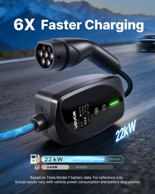Portable EV Wallbox Charger - Type 2, 22kW 32A