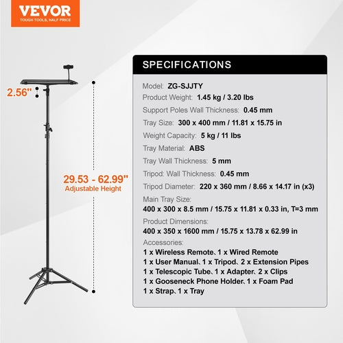 Adjustable Tripod Stand for Projector & Laptop